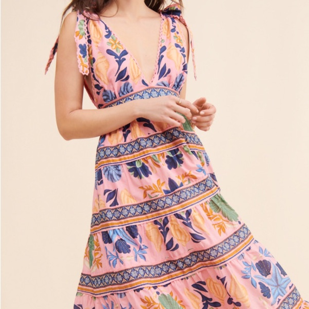 FARM Rio Seashell Tapestry Midi Dress